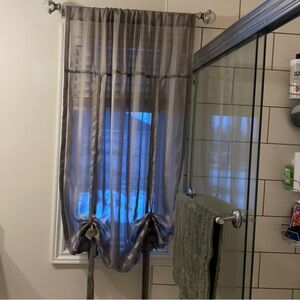 Rod pocket  balloon tie up shade panel curtain grey olive 36” W